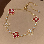 [Luxe]CLOVER 5 MOTIF PINK BLUE RED WHITE BRACELET