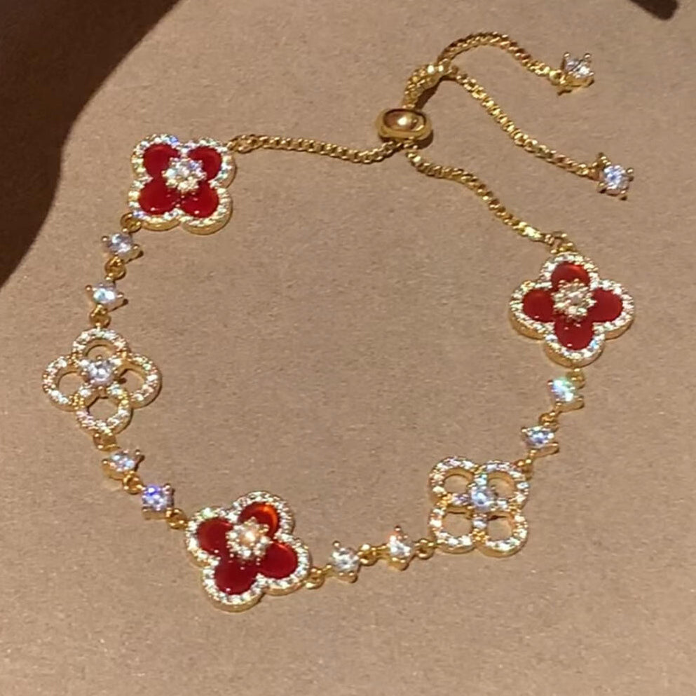 [Luxe]CLOVER 5 MOTIF PINK BLUE RED WHITE BRACELET