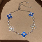[Luxe]CLOVER 5 MOTIF PINK BLUE RED WHITE BRACELET