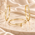 [LUXE] JUSTE Diamond & LOVE Diamond Bracelet Stack Set
