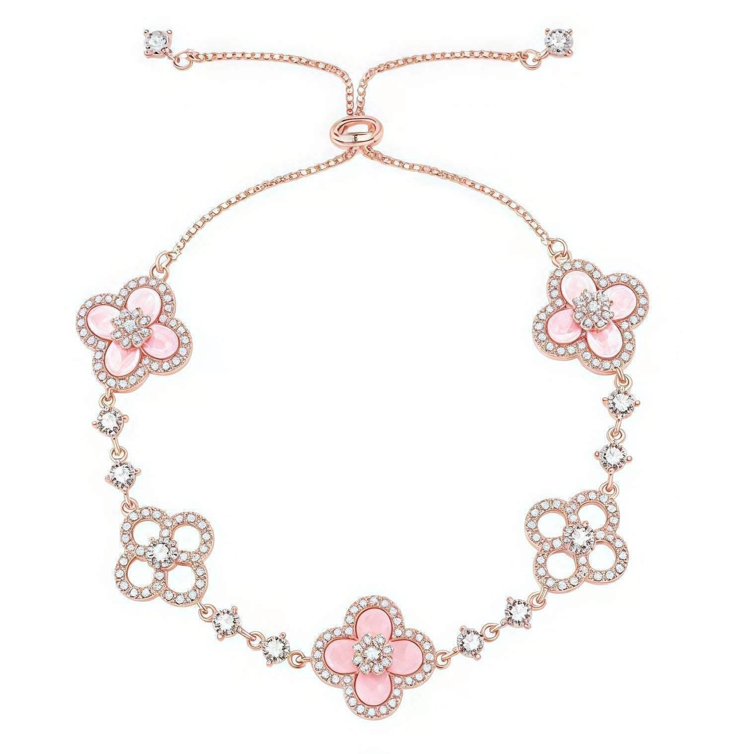 [Luxe]CLOVER 5 MOTIF PINK BLUE RED WHITE BRACELET