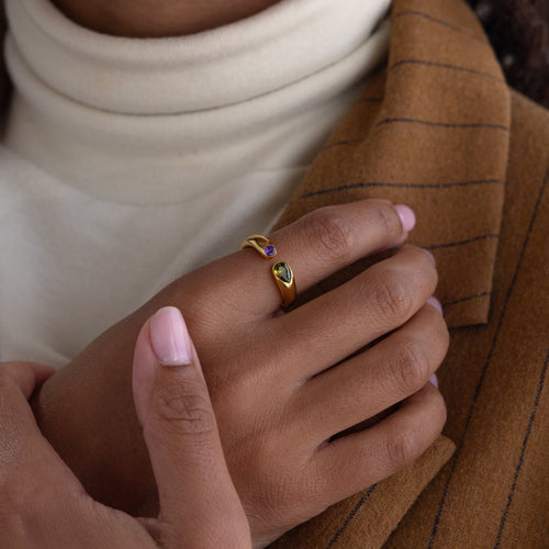 Toi et Moi Birthstone Signet Ring