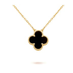 [Luxe]CLOVER 15MM BLACK ONYX SINGLE FLOWER NECKLACE