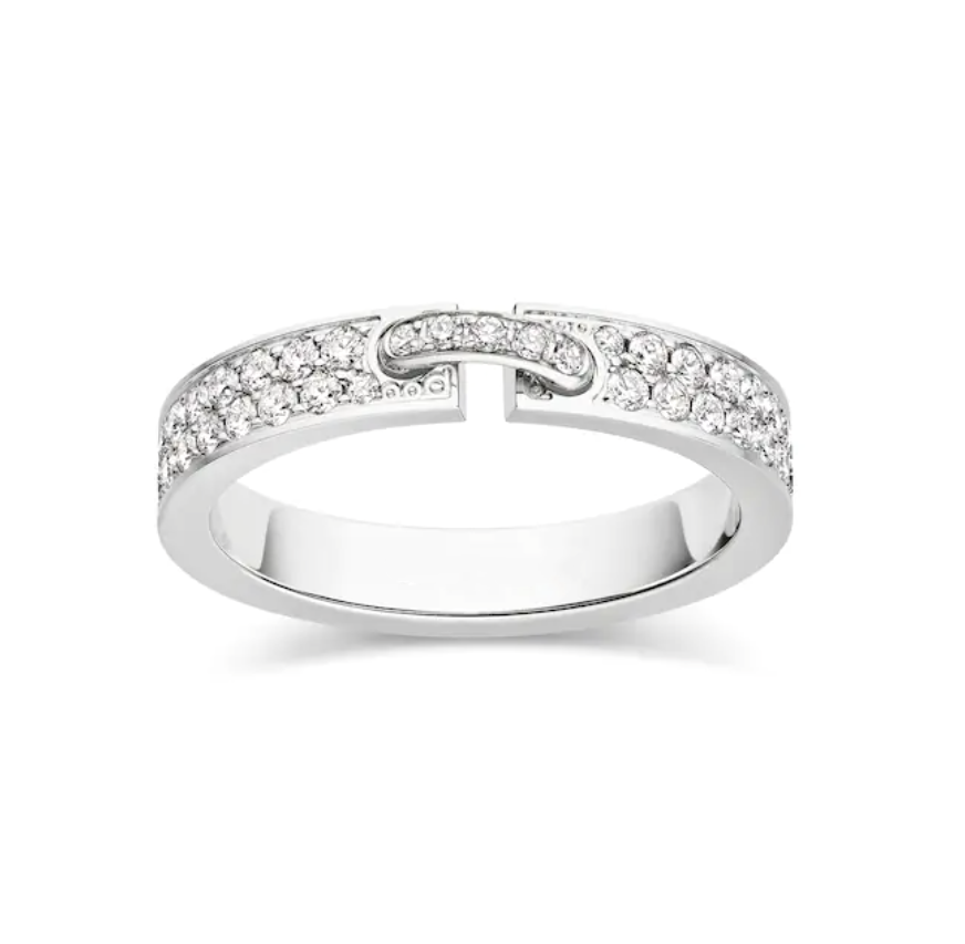 [Luxe] BAGUE ALLIANCE LIENS VIDENCE PAVÉE DIAMANTS 4 MM