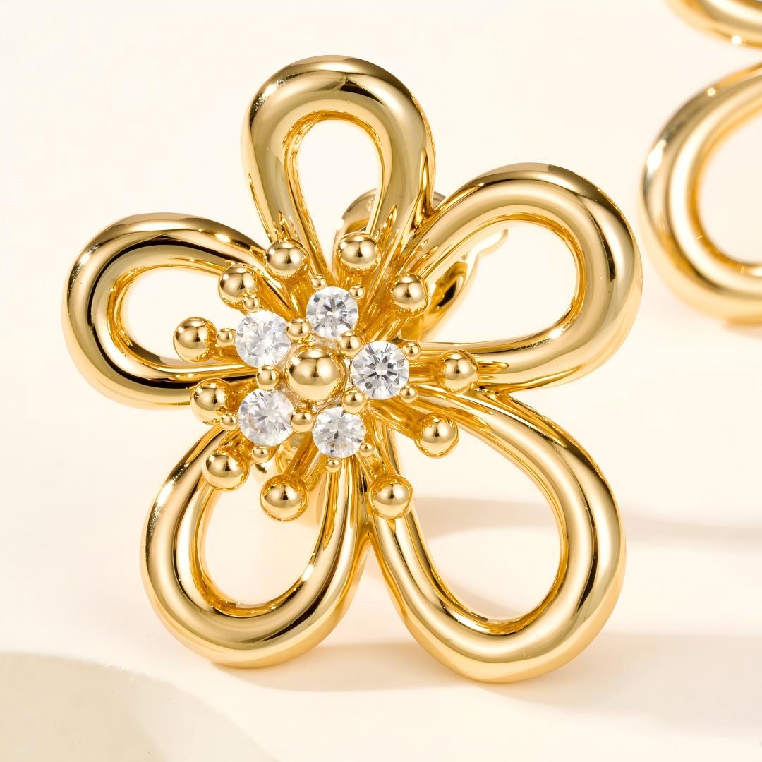[Luxe JURI] FLOWERLACE EARRING 5 DIAMONDS