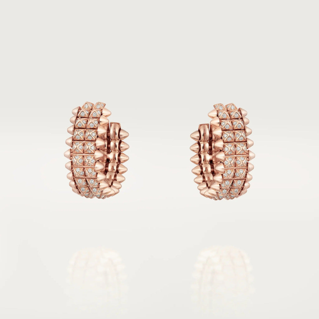 [Luxe Jewelry]CLASH 9.2MM FULL DIAMOND DOUBLE ROW EARRINGS