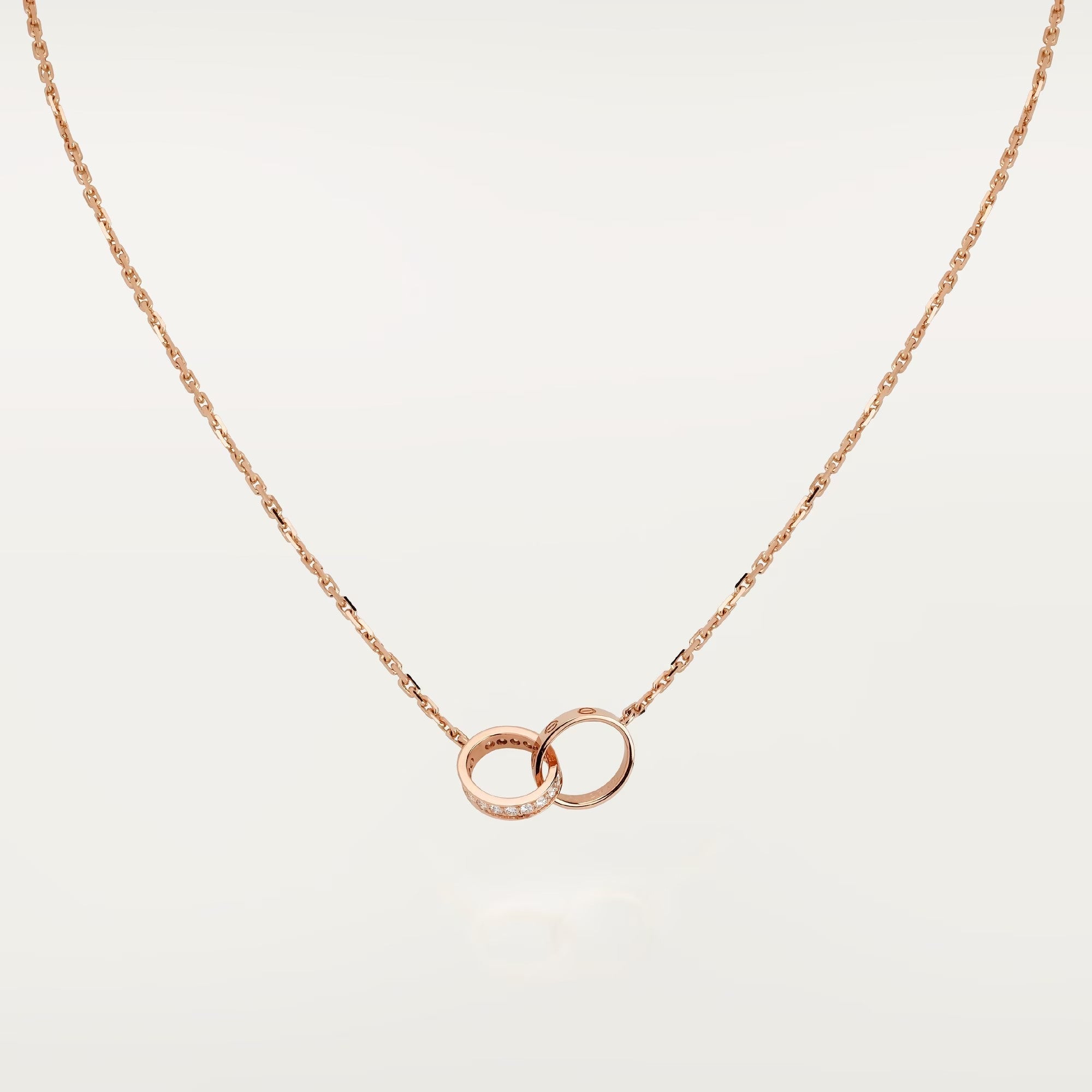 [Luxe Jewelry]LOVE DOUBLE RING HALF DIAMOND NECKLACE