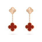 [Luxe]CLOVER 2 MOTIF  LASER CARNELIAN EARRINGS