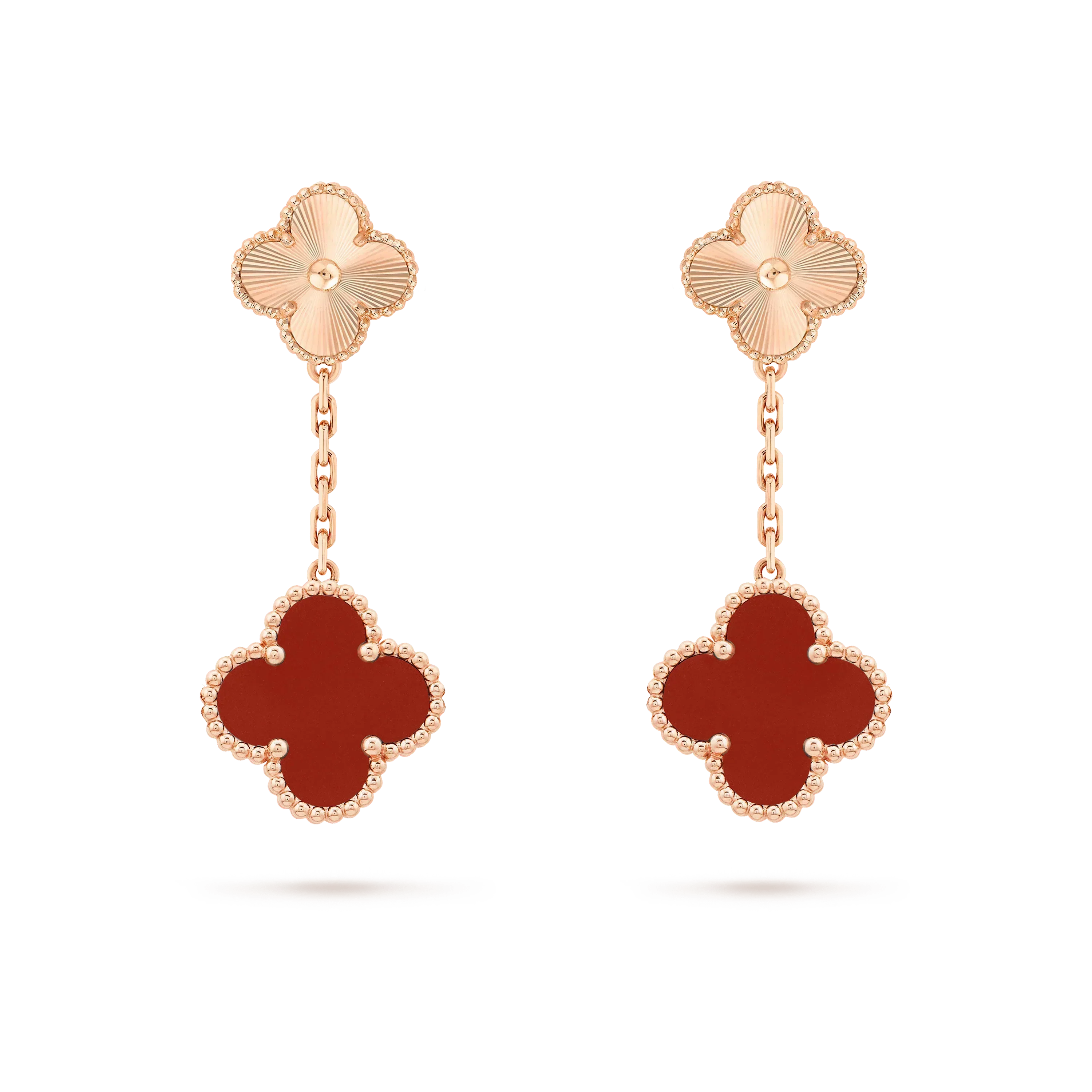 [Luxe]CLOVER 2 MOTIF  LASER CARNELIAN EARRINGS