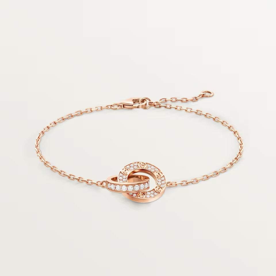 [Luxe Jewelry]LOVE DOUBLE RING FULL DIAMOND BRACELET