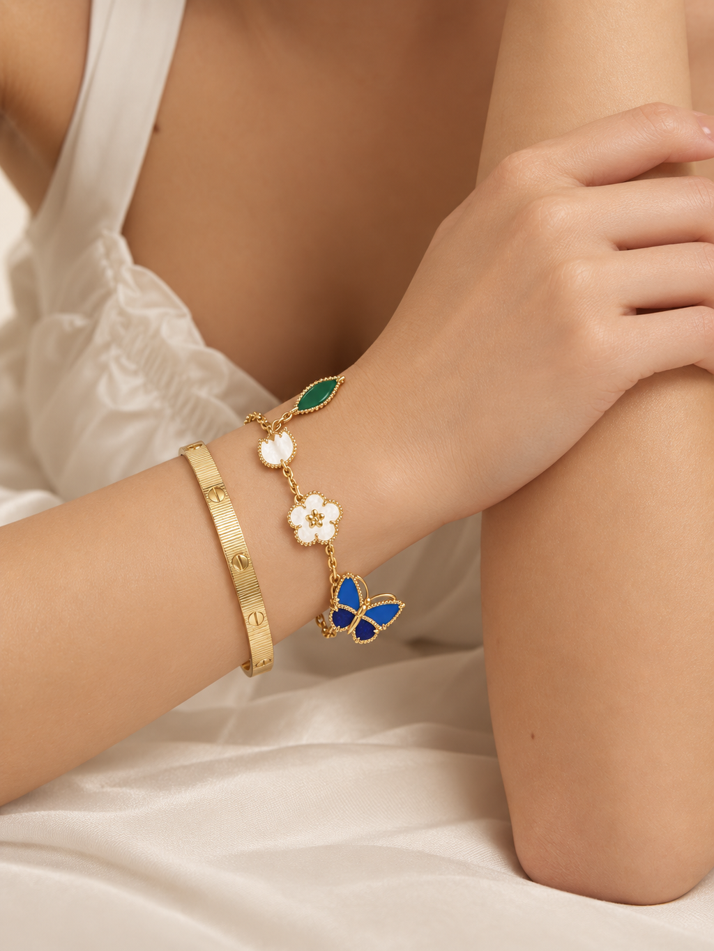 [LUXE] Lucky Spring Butterfly 5-Motif & LOVE Unlimited Bracelet Stack Set