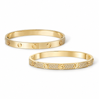 [LUXE] LOVE  Classic & Diamond-Paved Bracelet Stack Set