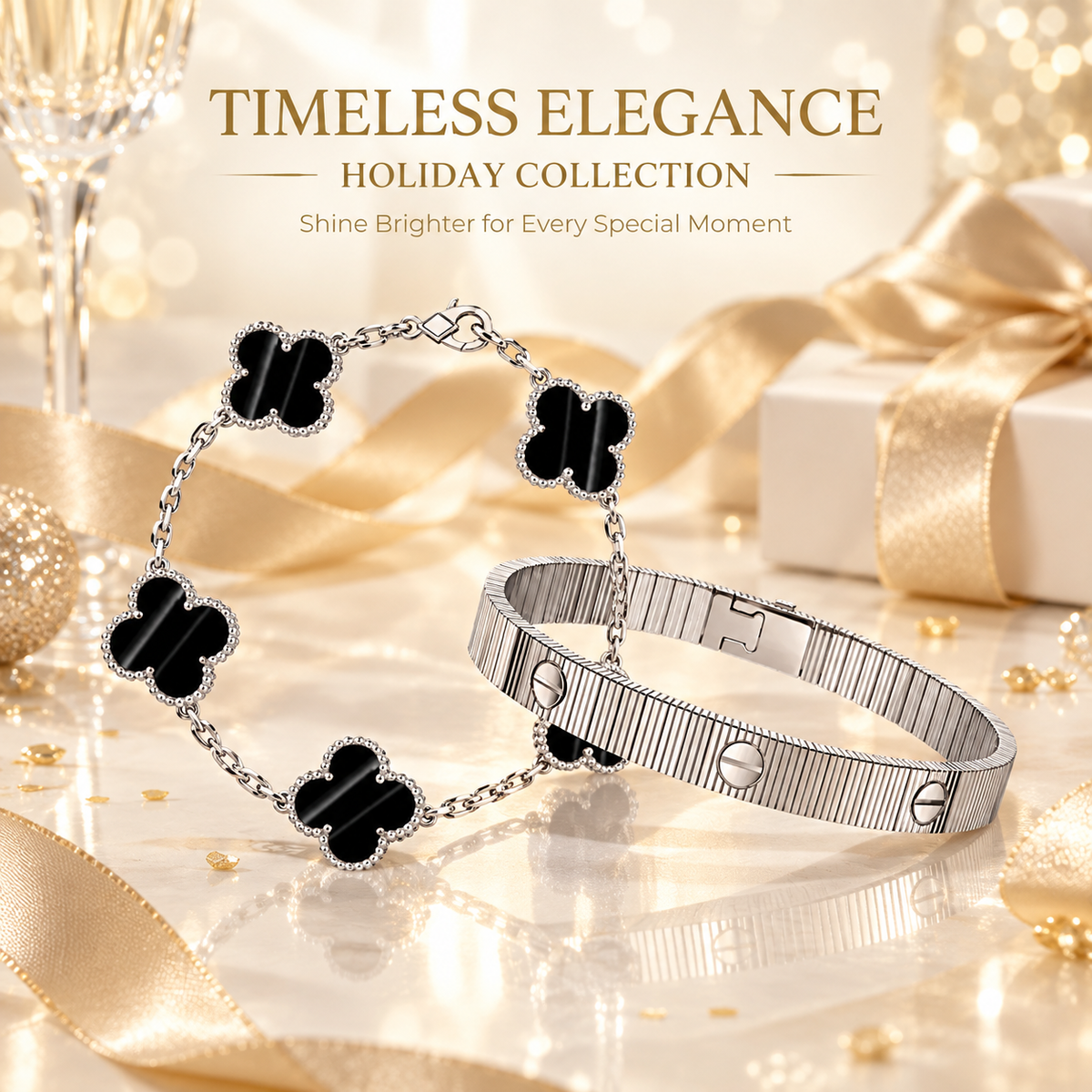 [LUXE] Clover 5-Motif & LOVE Unlimited Bracelet Set