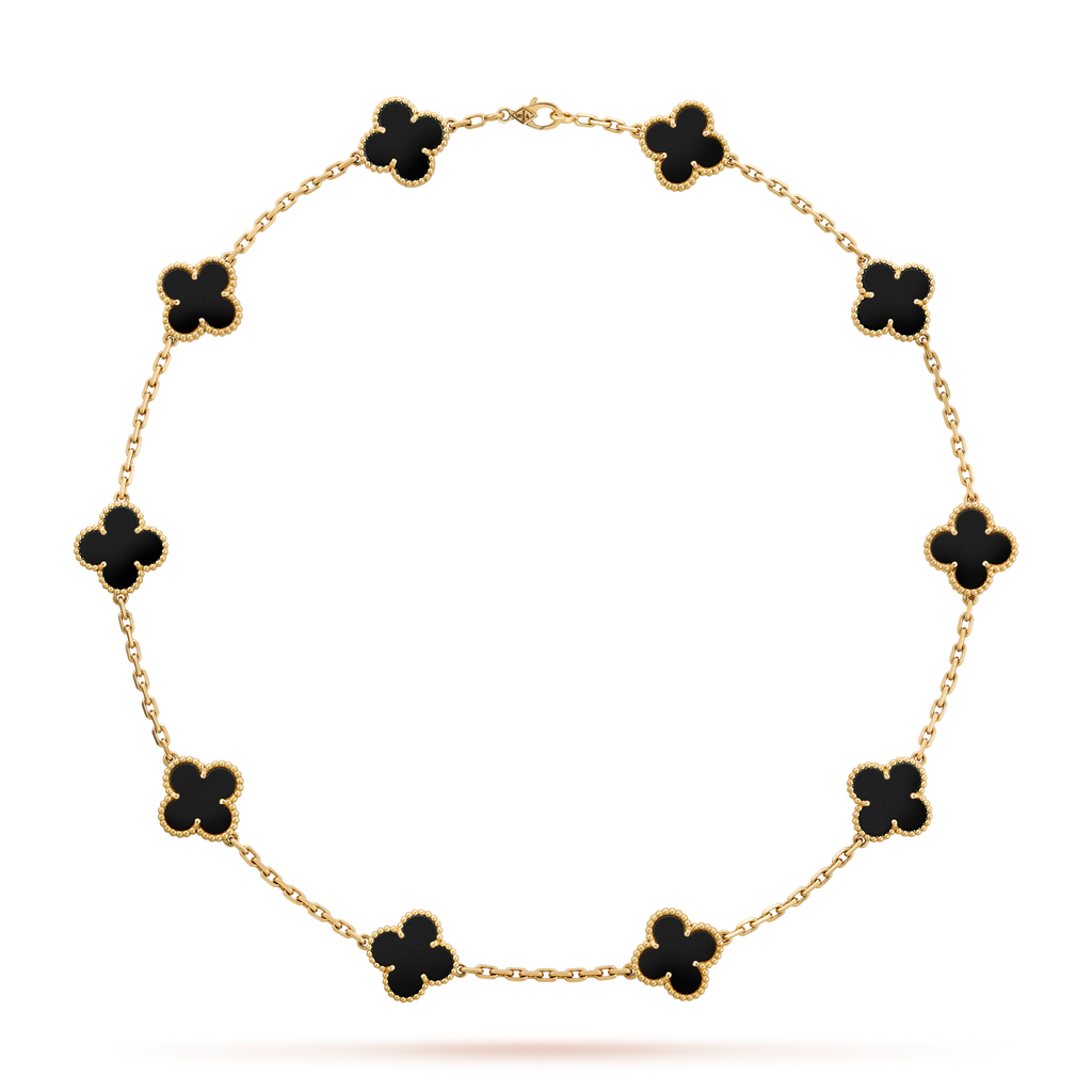 [Luxe]CLOVER 10 MOTIFS ONYX NECKLACE