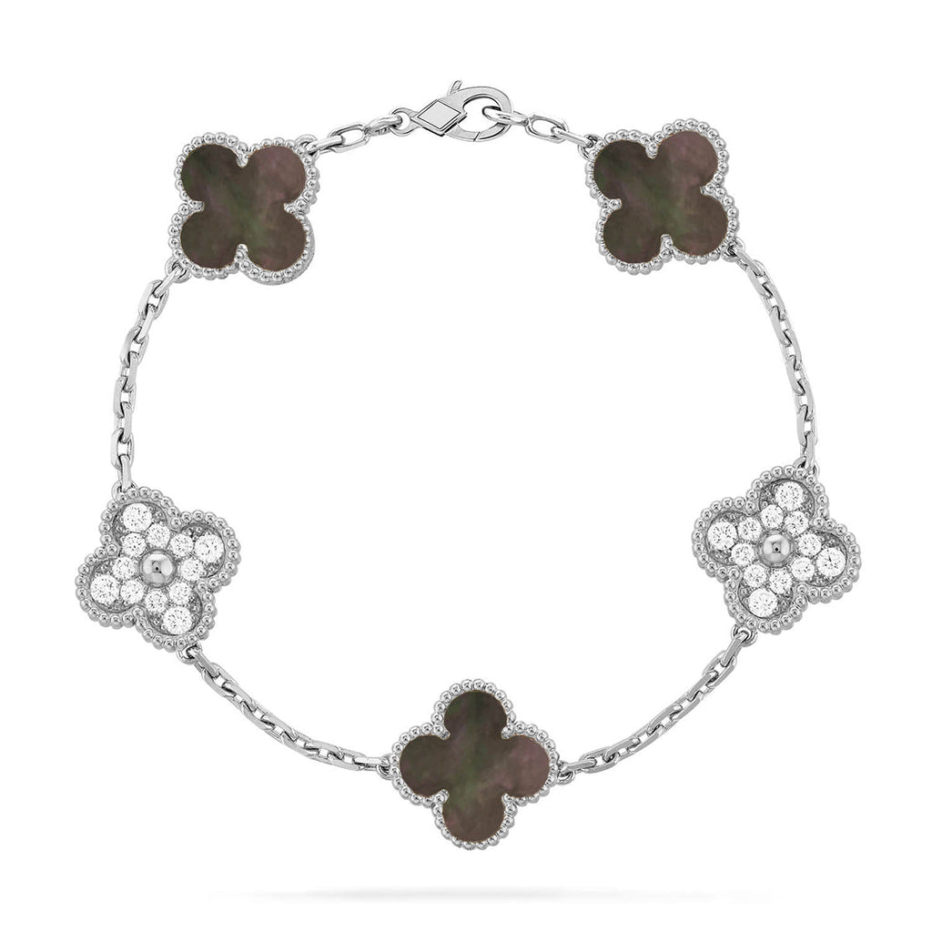 [Luxe] CLOVER 5 MOTIF GRAY MOP BRACELET COLLECTION