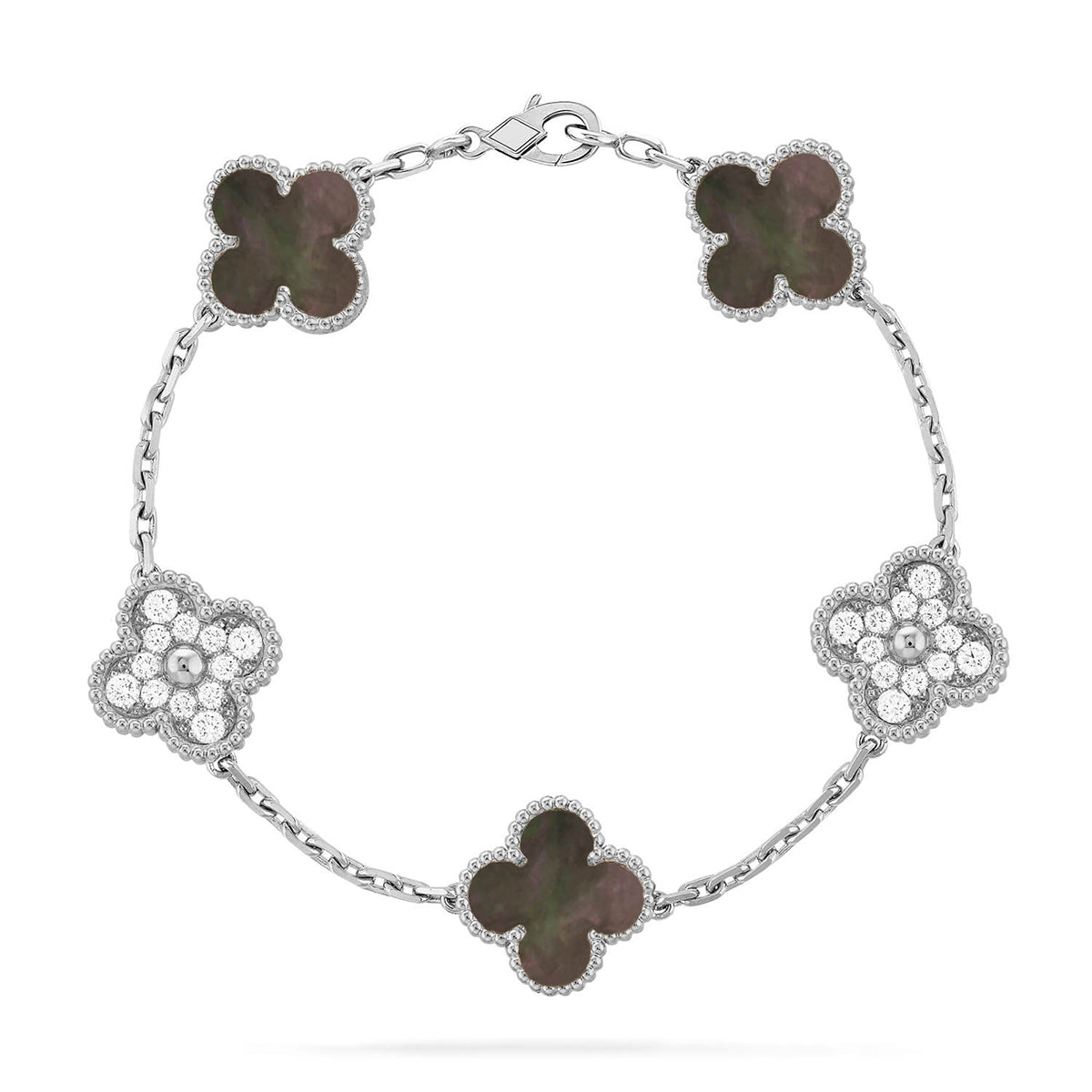 [Luxe] CLOVER 5 MOTIF GRAY MOP BRACELET COLLECTION