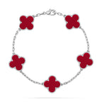 [Luxe] CLOVER 5 MOTIF RED CORNELIAN BRACELET COLLECTION