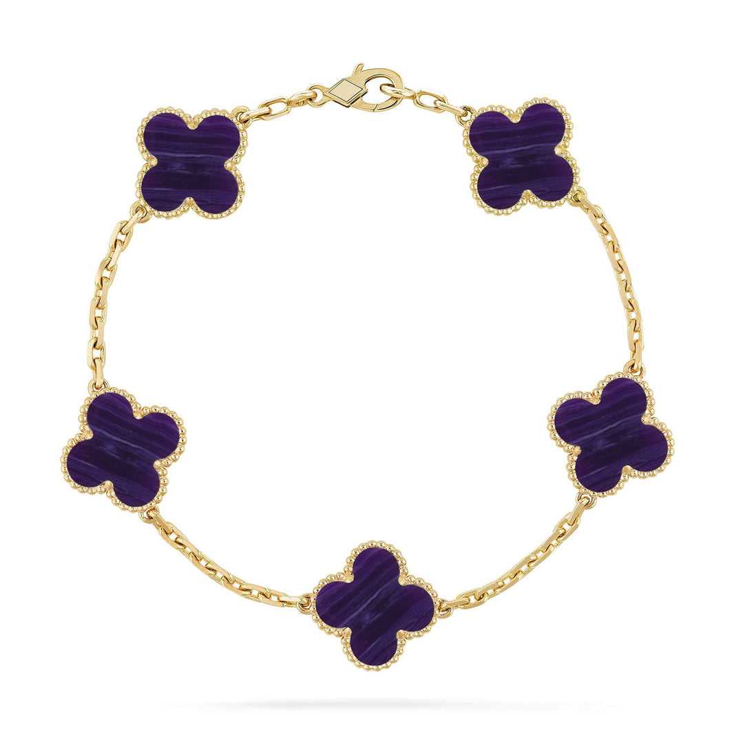 [Luxe]CLOVER 5 MOTIF PURPLE STRIPES BRACELET COLLECTION