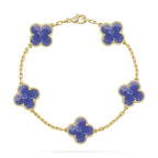 [LUXE] LOVE & JUSTE & Blue Veins Clover 5-Motif Diamond Bracelet Stack Set