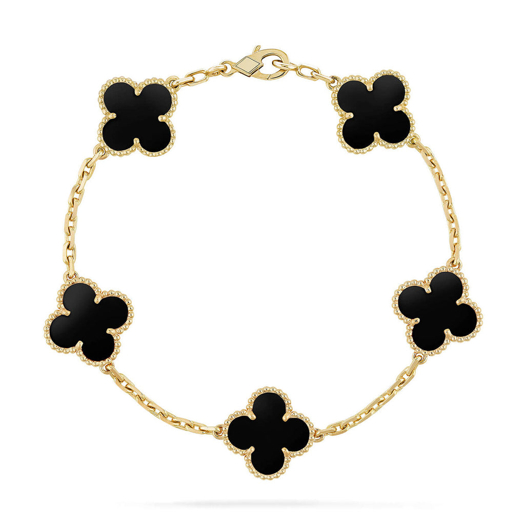 [LUXE]Force Horseshoe & Clover 5 Motifs Bracelet Stack Set