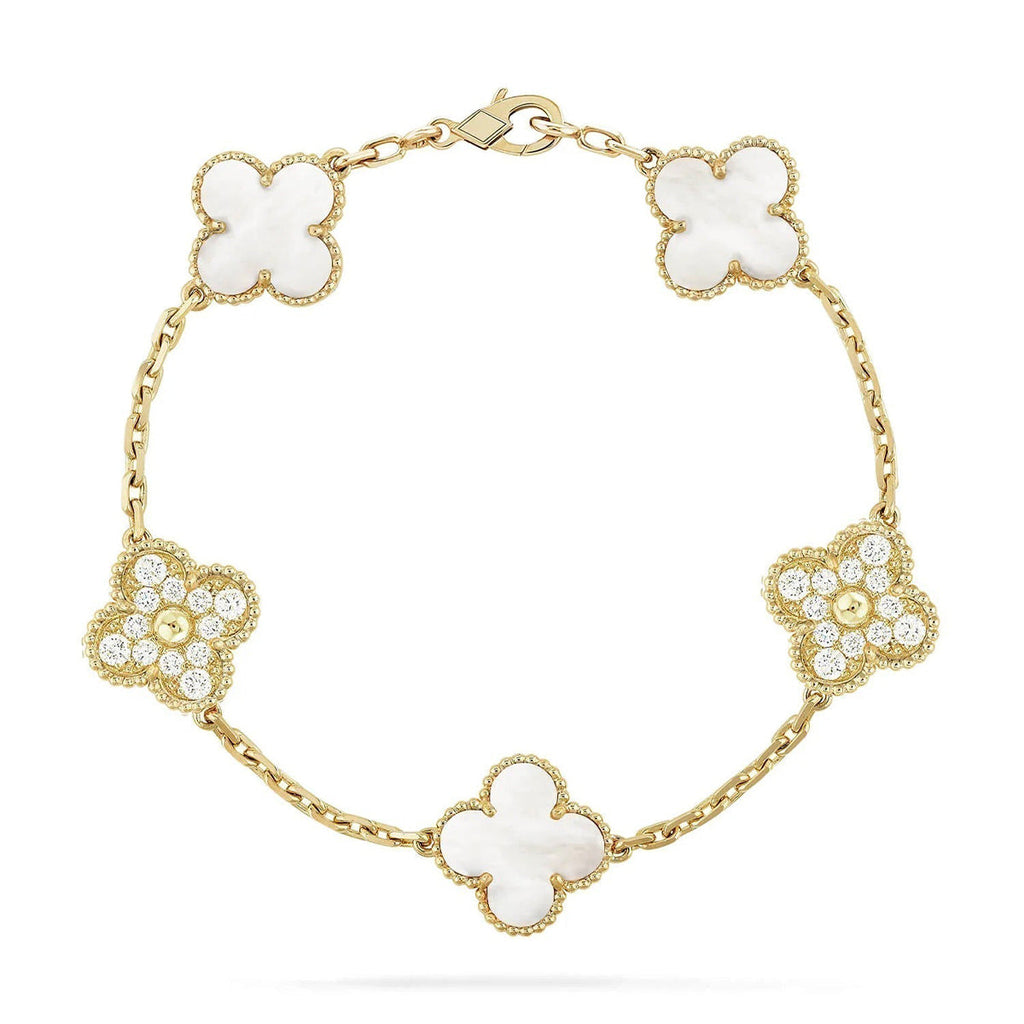 [Luxe]CLOVER WHITE PEARL MOP 5 MOTIF BRACELET COLLECTION