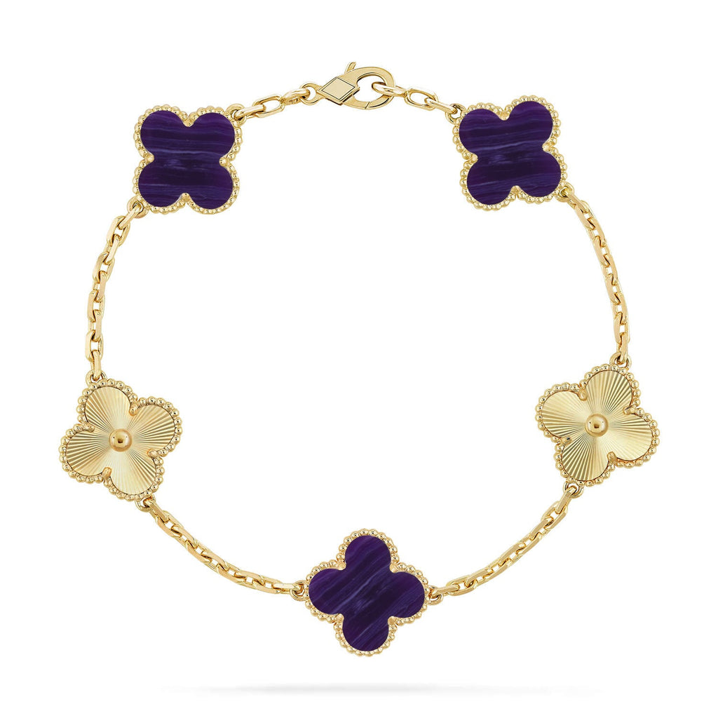[Luxe]CLOVER 5 MOTIF PURPLE STRIPES BRACELET COLLECTION