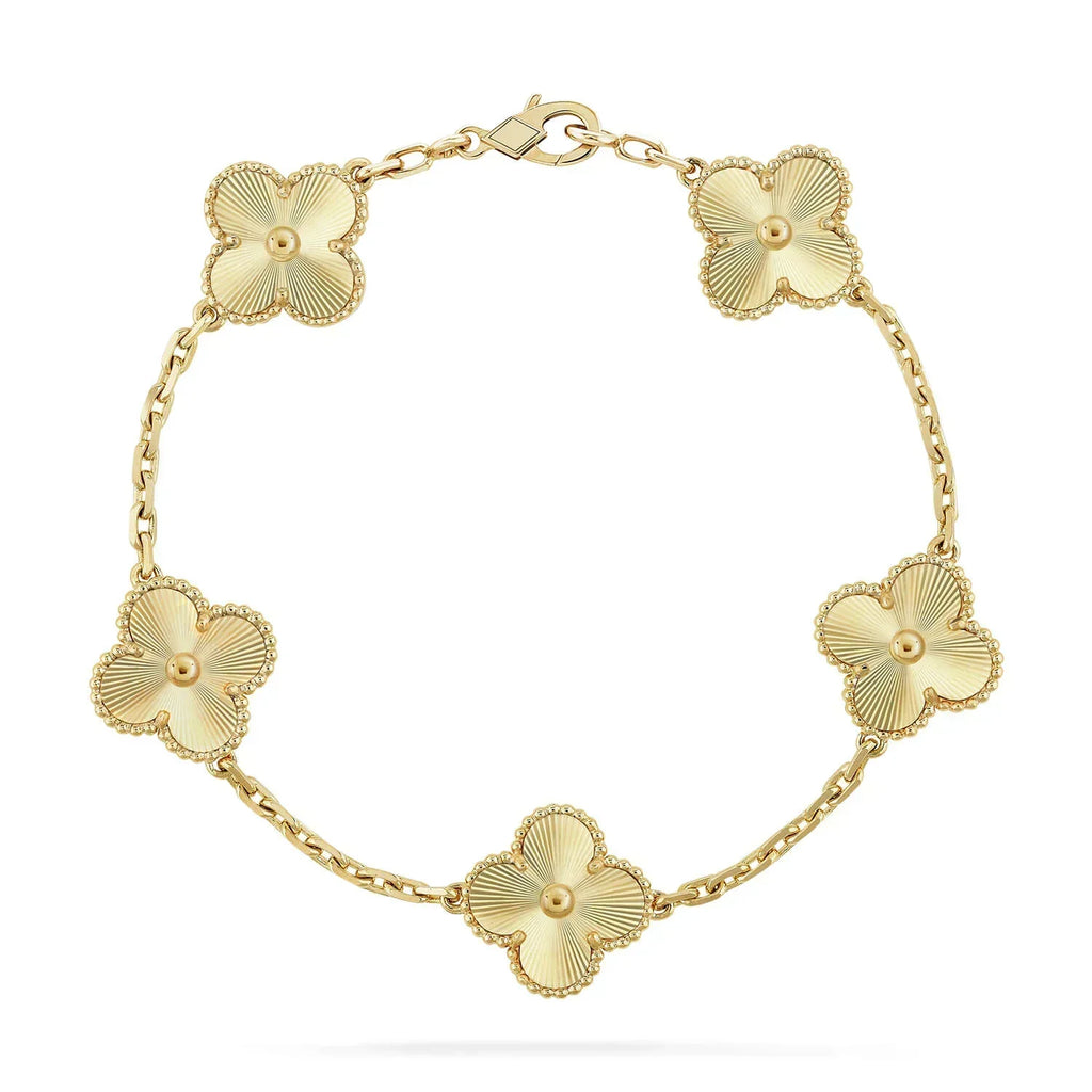 [LUXE] CLASH & Clover Laser 5-Motif & LOVE Brushed Bracelet Stack Set