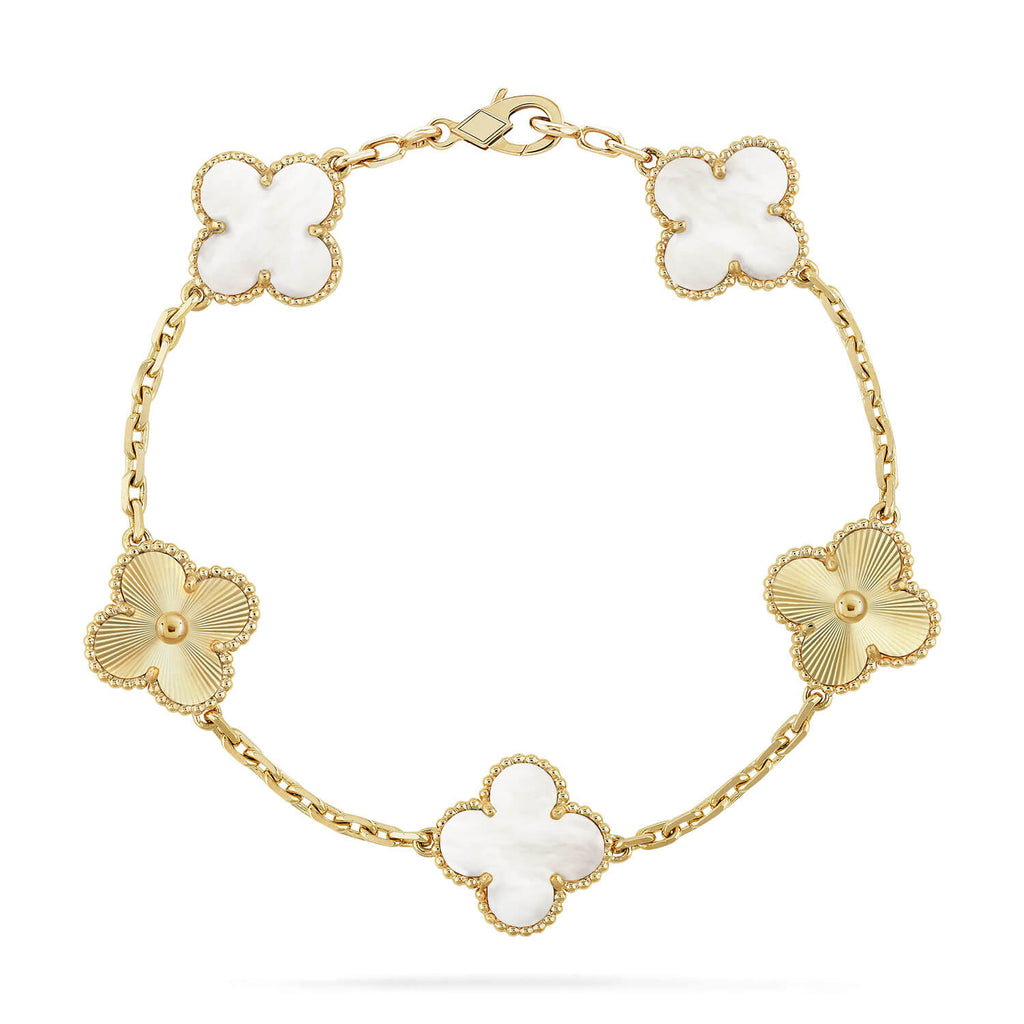[Luxe]CLOVER WHITE PEARL MOP 5 MOTIF BRACELET COLLECTION