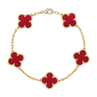 [Luxe] CLOVER 5 MOTIF RED CORNELIAN BRACELET COLLECTION