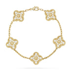 [Luxe] CLOVER 5 MOTIF FULL DIAMOND BRACELET COLLECTION
