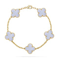 [Luxe] CLOVER 5 MOTIF PURPLE CHALCEDONY BRACELET COLLECTION