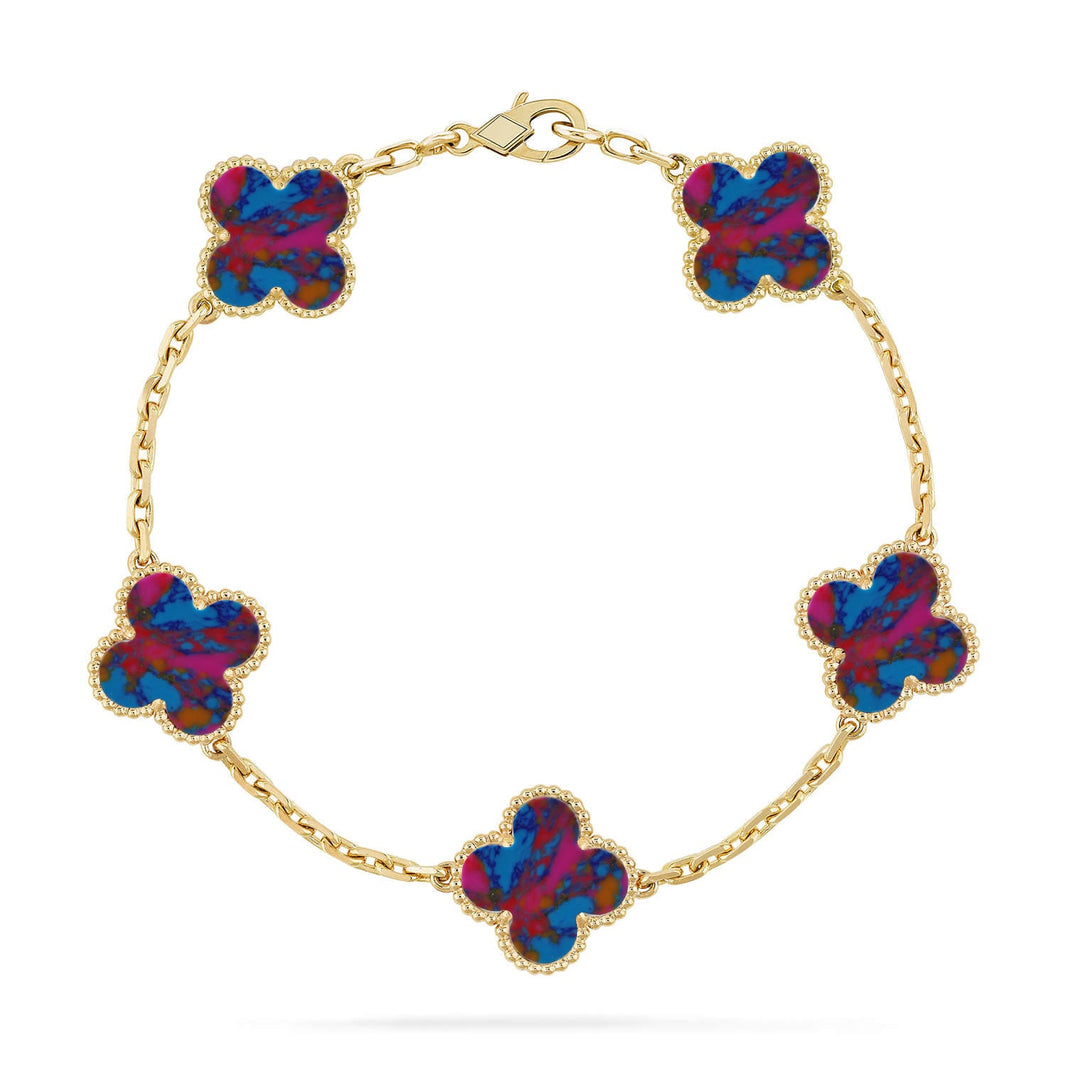 [Luxe]CLOVER 5 MOTIF COLOR GEMSTONES BRACELET COLLECTION