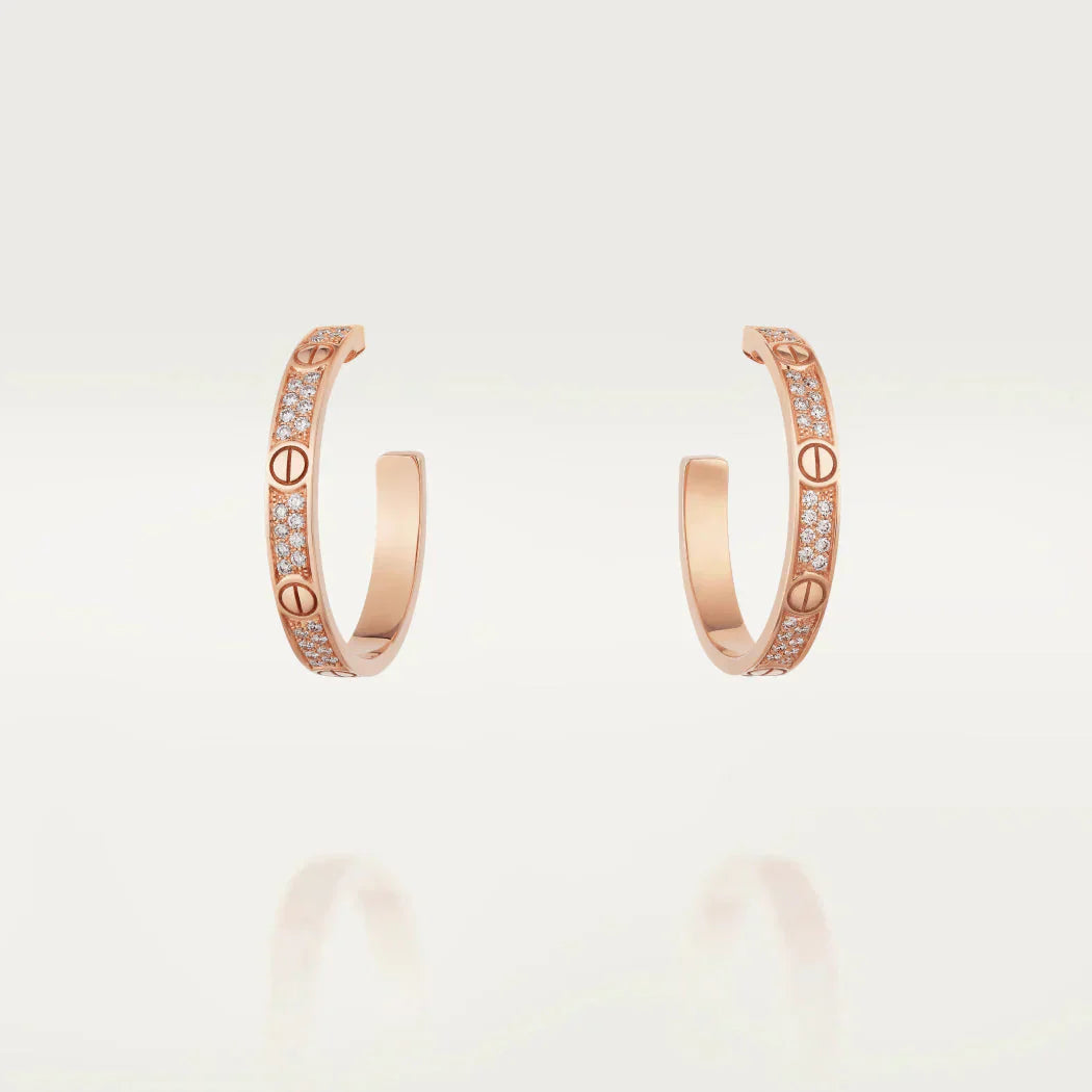 [Luxe Jewelry]LOVE EARRINGS 3.6MM DIAMOND PAVED