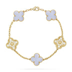 [Luxe] CLOVER 5 MOTIF PURPLE CHALCEDONY BRACELET COLLECTION