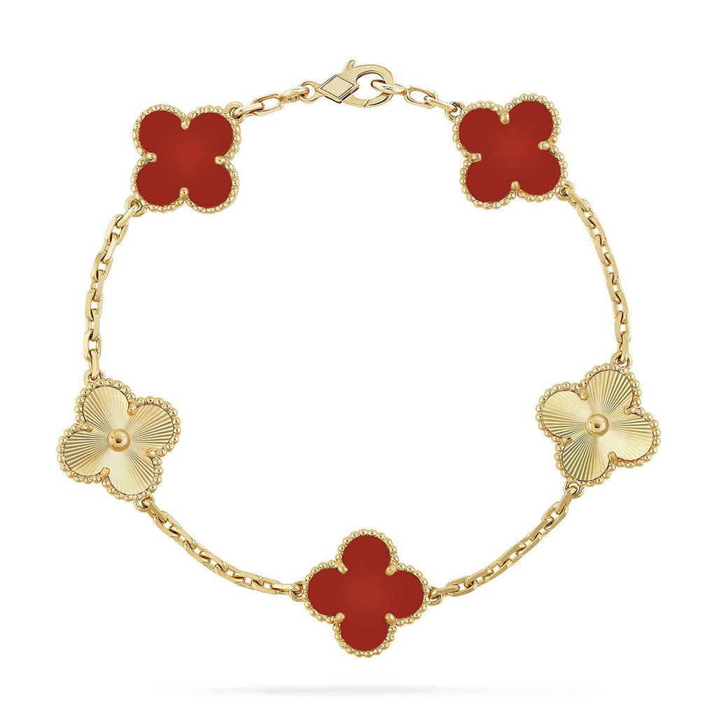 [LUXE]Clover & Love Diamond-Paved Radiant Line 2-Piece Bracelet Stack Set