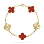 [LUXE]Clover & Love Diamond-Paved Radiant Line 2-Piece Bracelet Stack Set