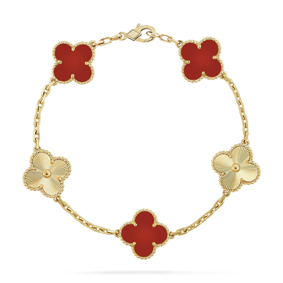 [LUXE]Clover & Love Diamond-Paved Radiant Line 2-Piece Bracelet Stack Set
