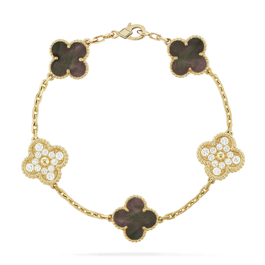 [Luxe] CLOVER 5 MOTIF GRAY MOP BRACELET COLLECTION
