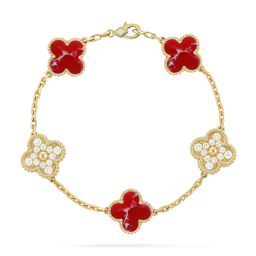 [Luxe]CLOVER 5 MOTIF RED PATTERN BRACELET COLLECTION