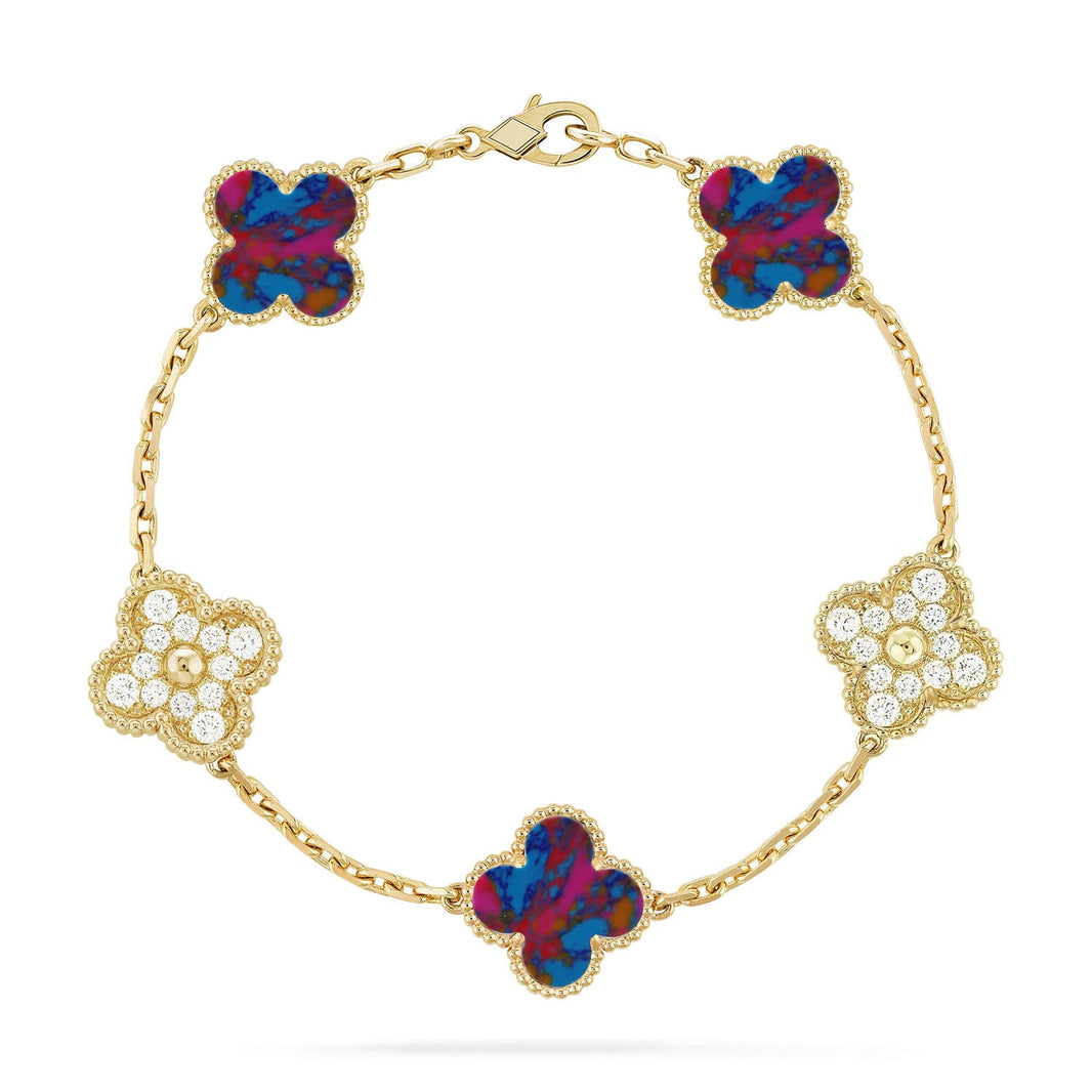 [Luxe]CLOVER 5 MOTIF COLOR GEMSTONES BRACELET COLLECTION