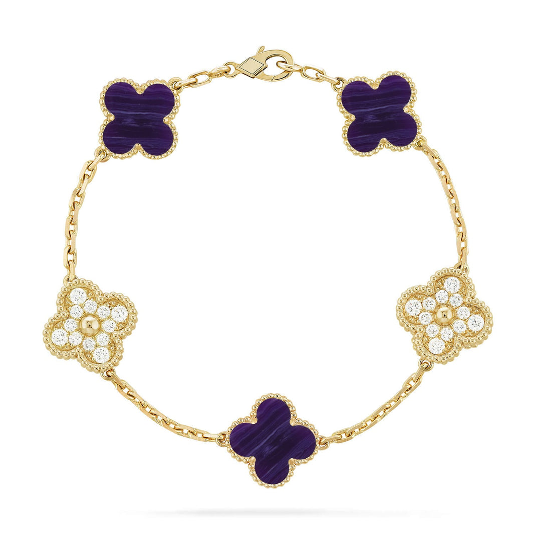 [Luxe]CLOVER 5 MOTIF PURPLE STRIPES BRACELET COLLECTION