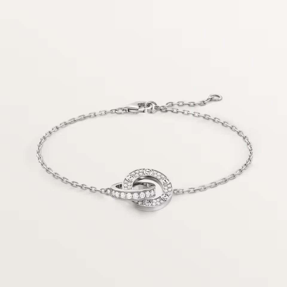 [Luxe Jewelry]LOVE DOUBLE RING FULL DIAMOND BRACELET