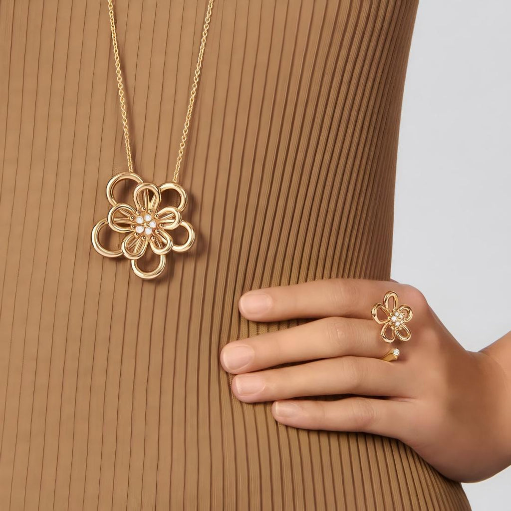 [Luxe JURI]  FLOWERLACE OPEN RING 5 DIAMONDS