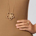 [Luxe JURI]  FLOWERLACE OPEN RING 5 DIAMONDS