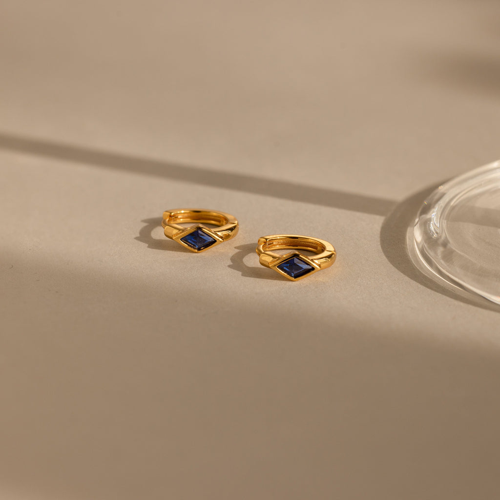 Rhombus Birthstone Huggies