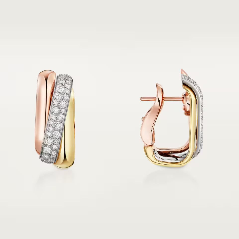 [Luxe Jewelry]TRINITY HALF DIAMOND  CUSHION EARRINGS