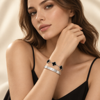 [LUXE]Clover & Love Sliver 2-Piece Bracelet Stack Set