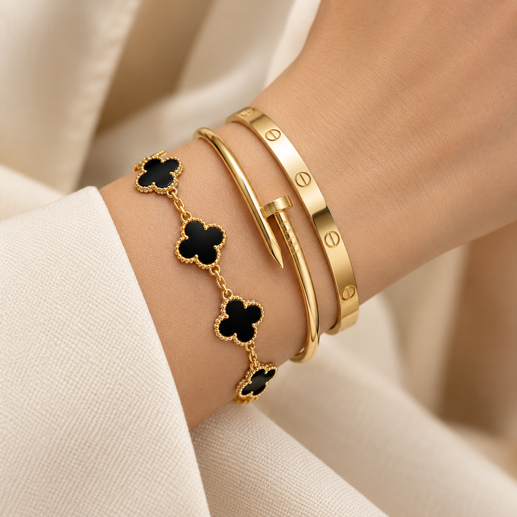 [LUXE]Clover & Juste & Lover  Bracelet Stack Set