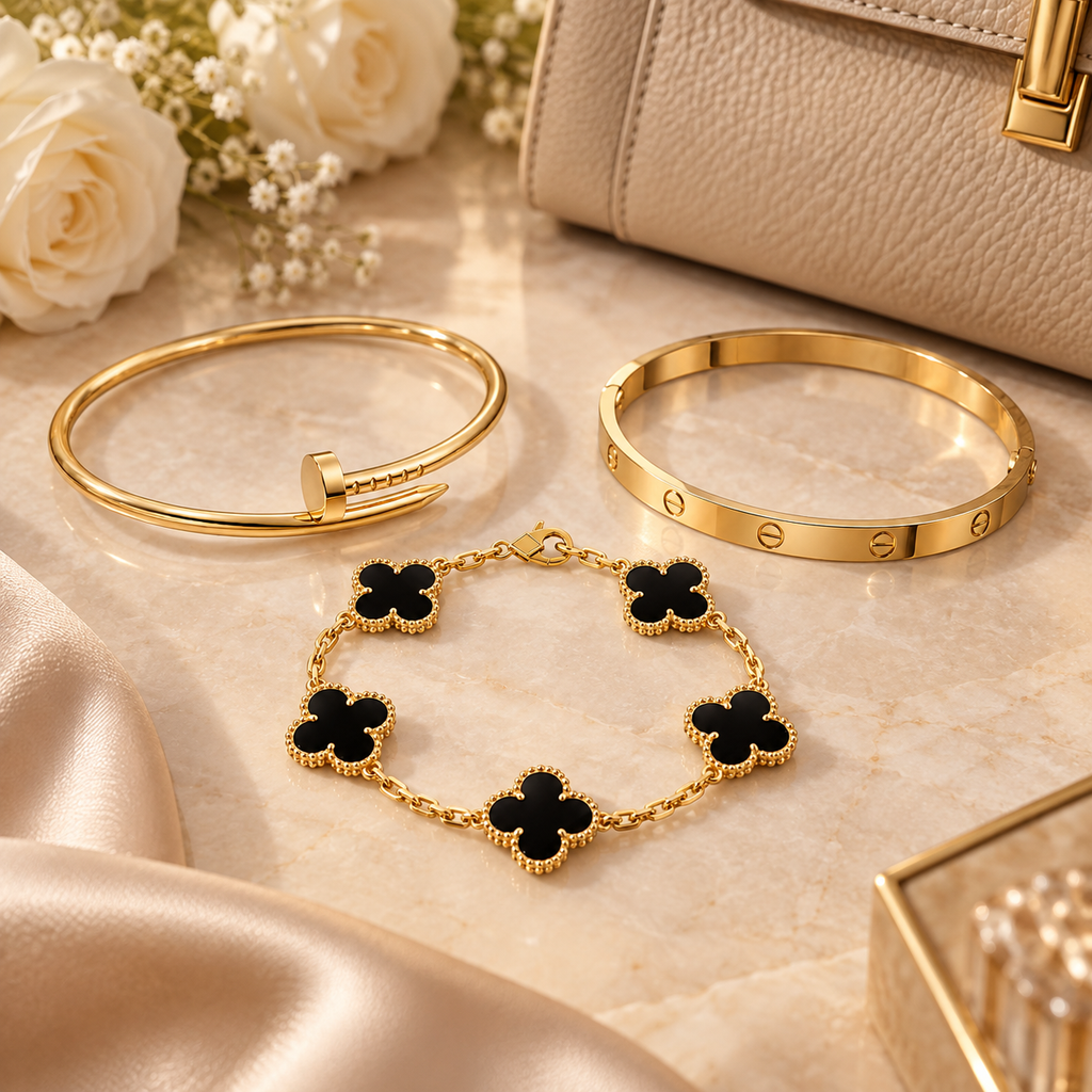 [LUXE]Clover & Juste & Lover  Bracelet Stack Set