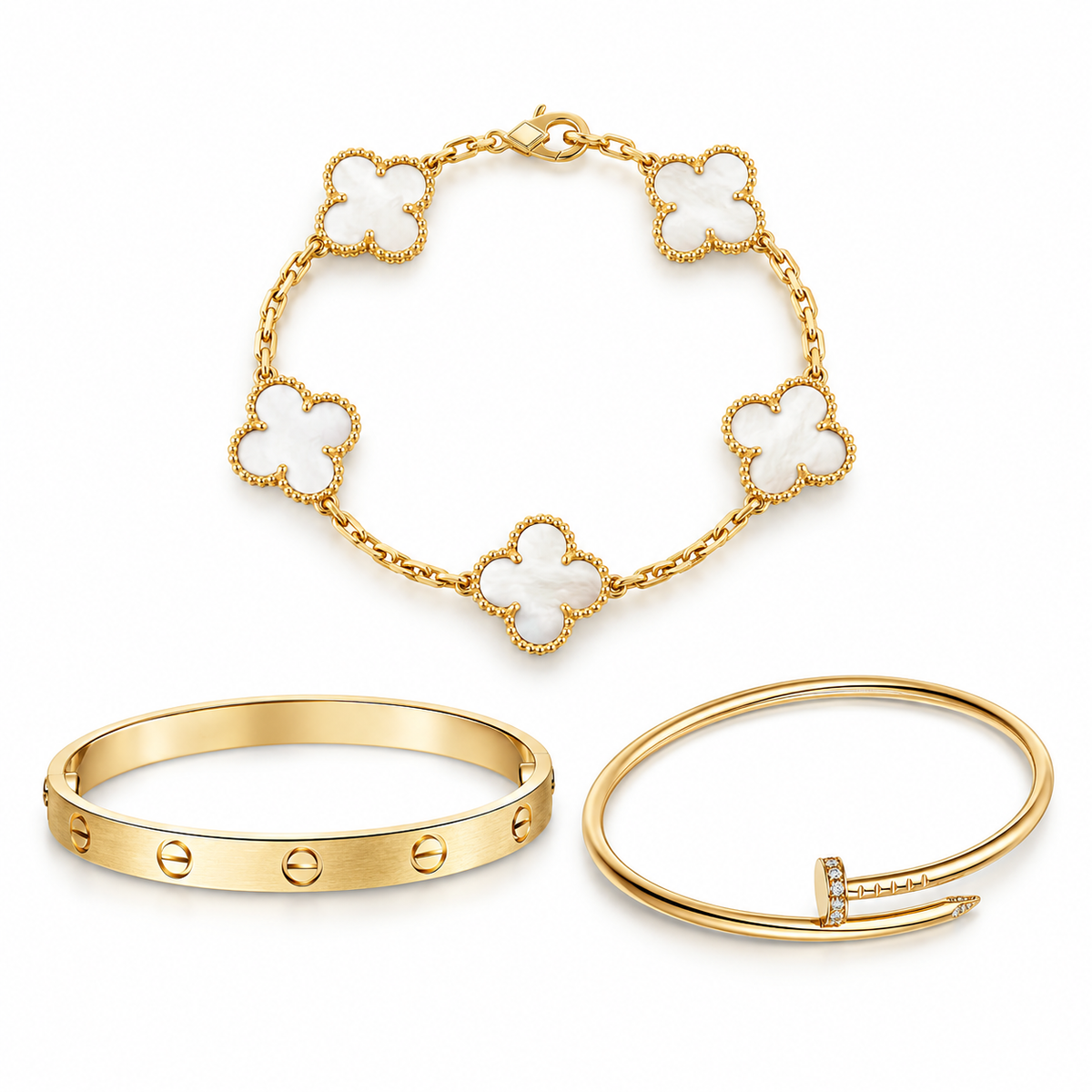 [LUXE]Clover & Lover & Juste Bracelet Stack Set